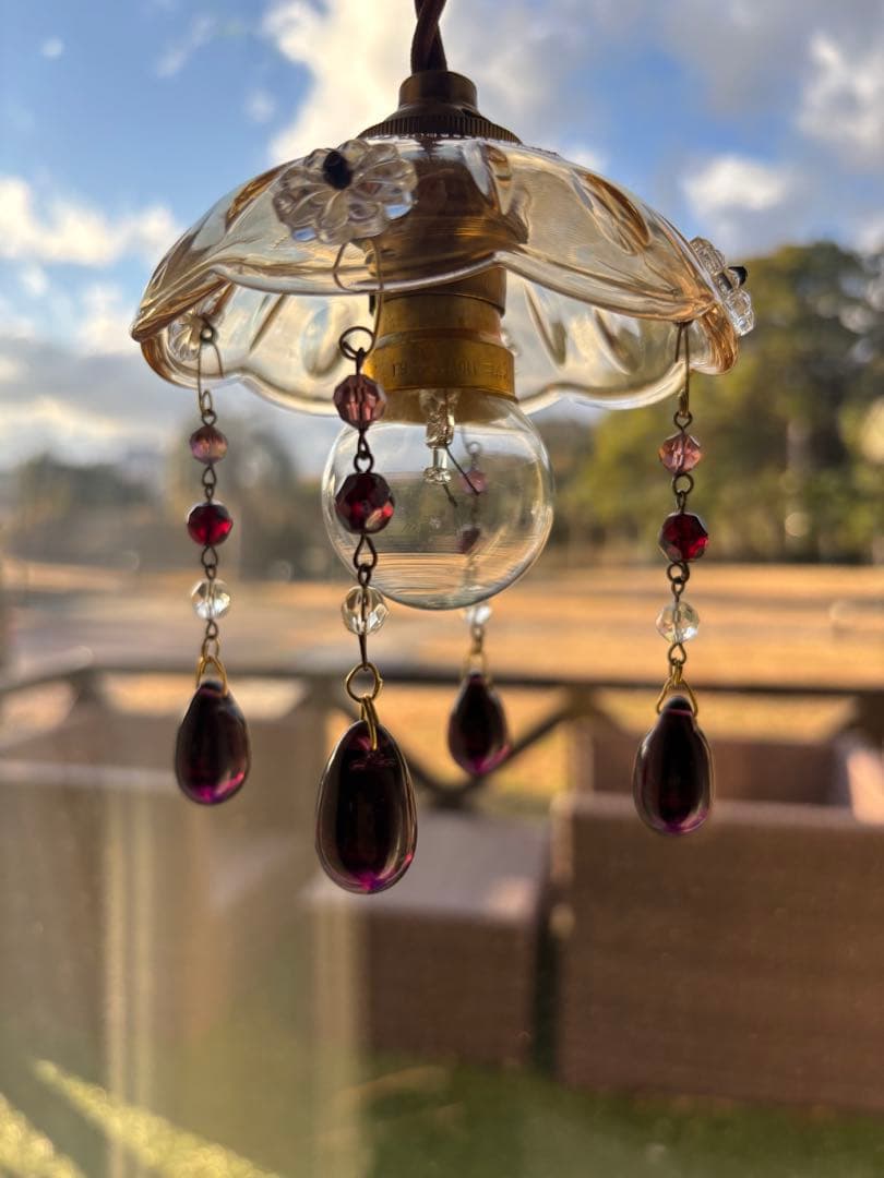 ヴィンテージ ミッドセンチュリー 希少アンバーミニシャンデリア チェコドロップ