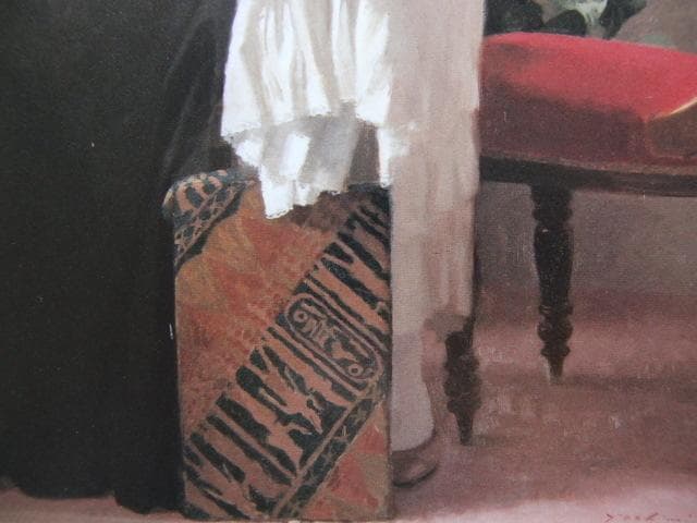 高梨芳実、【窓辺の婦人】、希少な画集画、新品高級額 額装付、状態良好