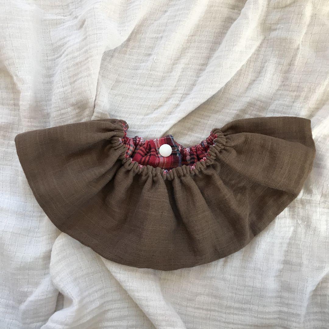 再販★ガーネットチェック×ナチュラルチョコ★ ハンドメイド　リバーシブル　スタイ