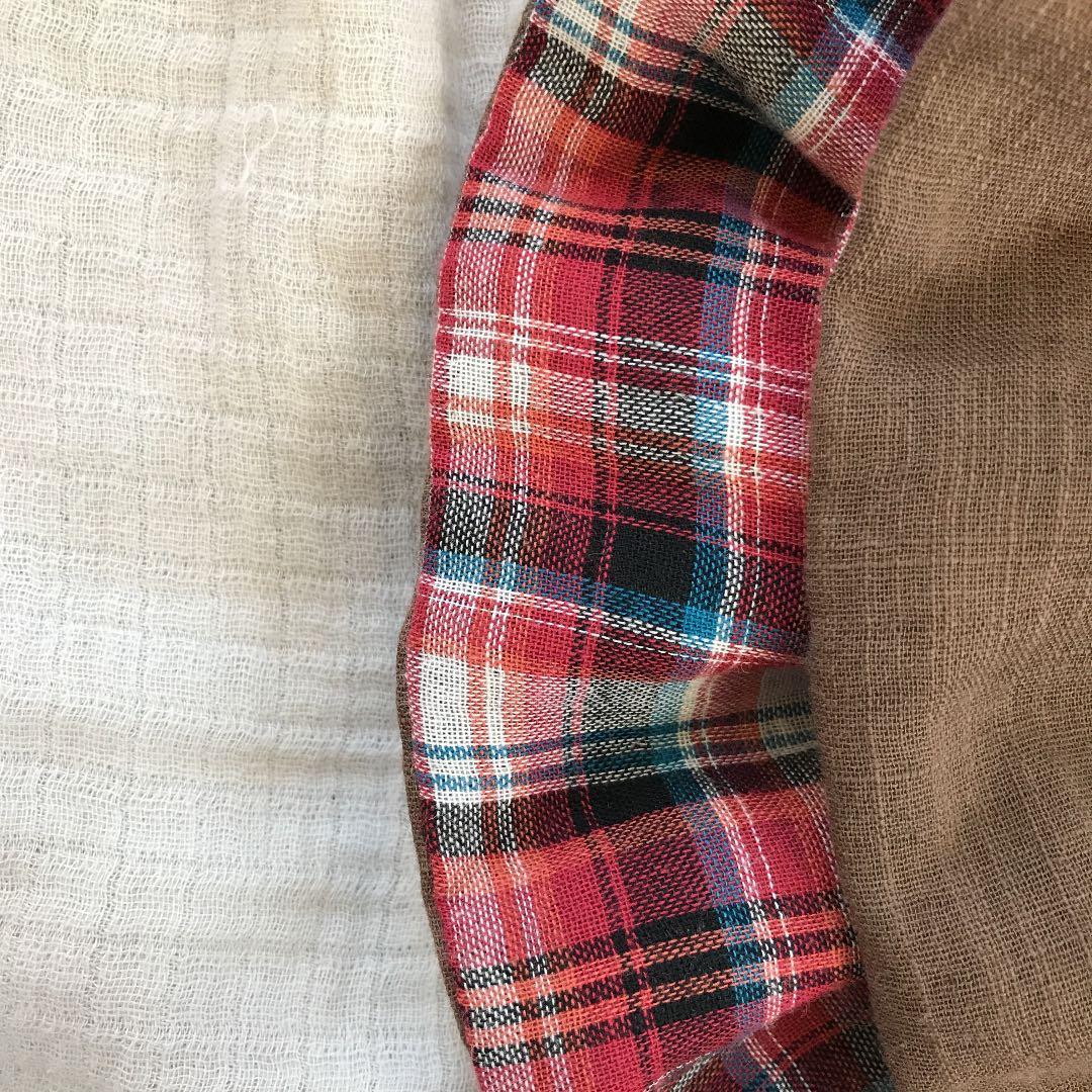 再販★ガーネットチェック×ナチュラルチョコ★ ハンドメイド　リバーシブル　スタイ