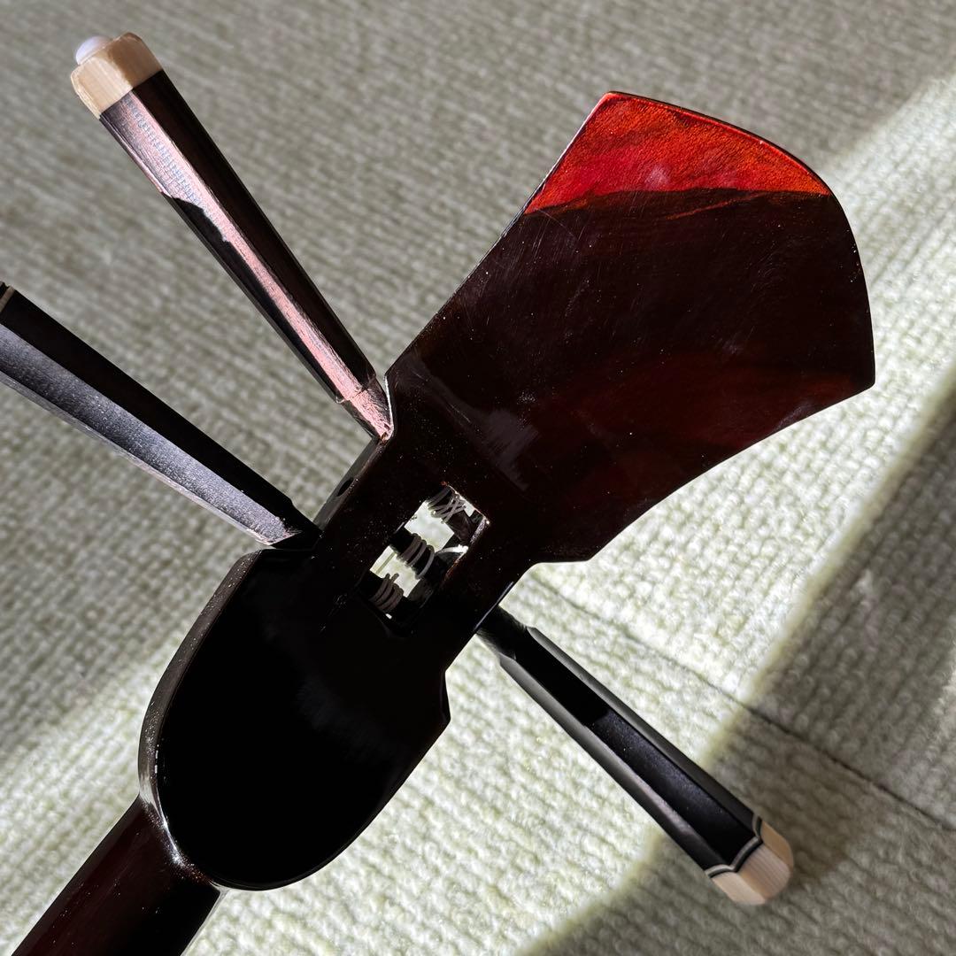 三線■黒檀 本皮クサビ張り■真壁型 アルミケース付き