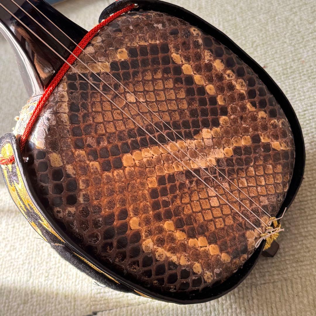三線■黒檀 本皮クサビ張り■真壁型 アルミケース付き