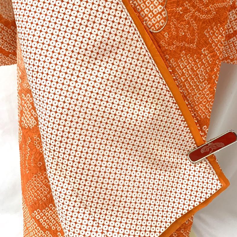 506ag37□七五三 七歳 女児 着物&袋帯&長襦袢 総絞り 牡丹□良好