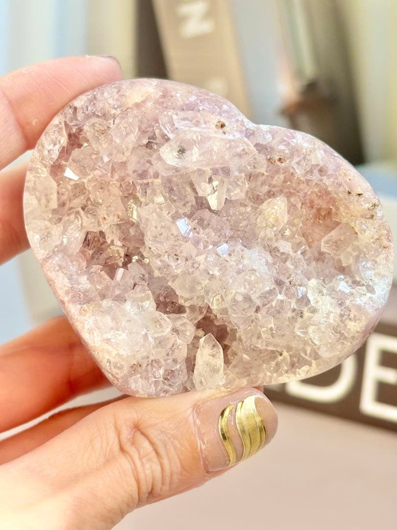 最終価格《ザクザク結晶♡》ピンクアメジスト　ハート　専用台座付き