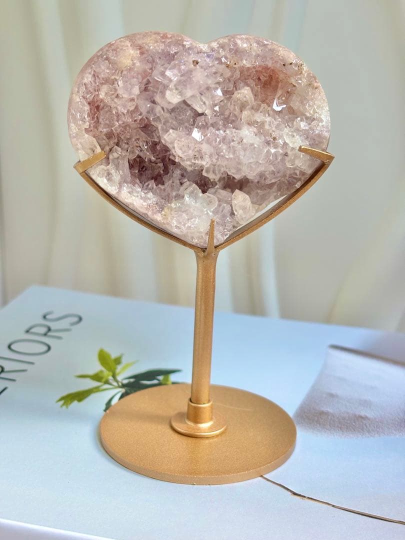 最終価格《ザクザク結晶♡》ピンクアメジスト　ハート　専用台座付き