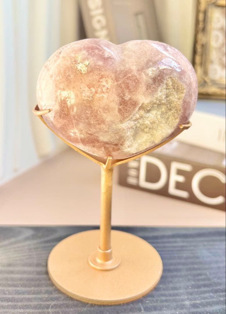 最終価格《ザクザク結晶♡》ピンクアメジスト　ハート　専用台座付き