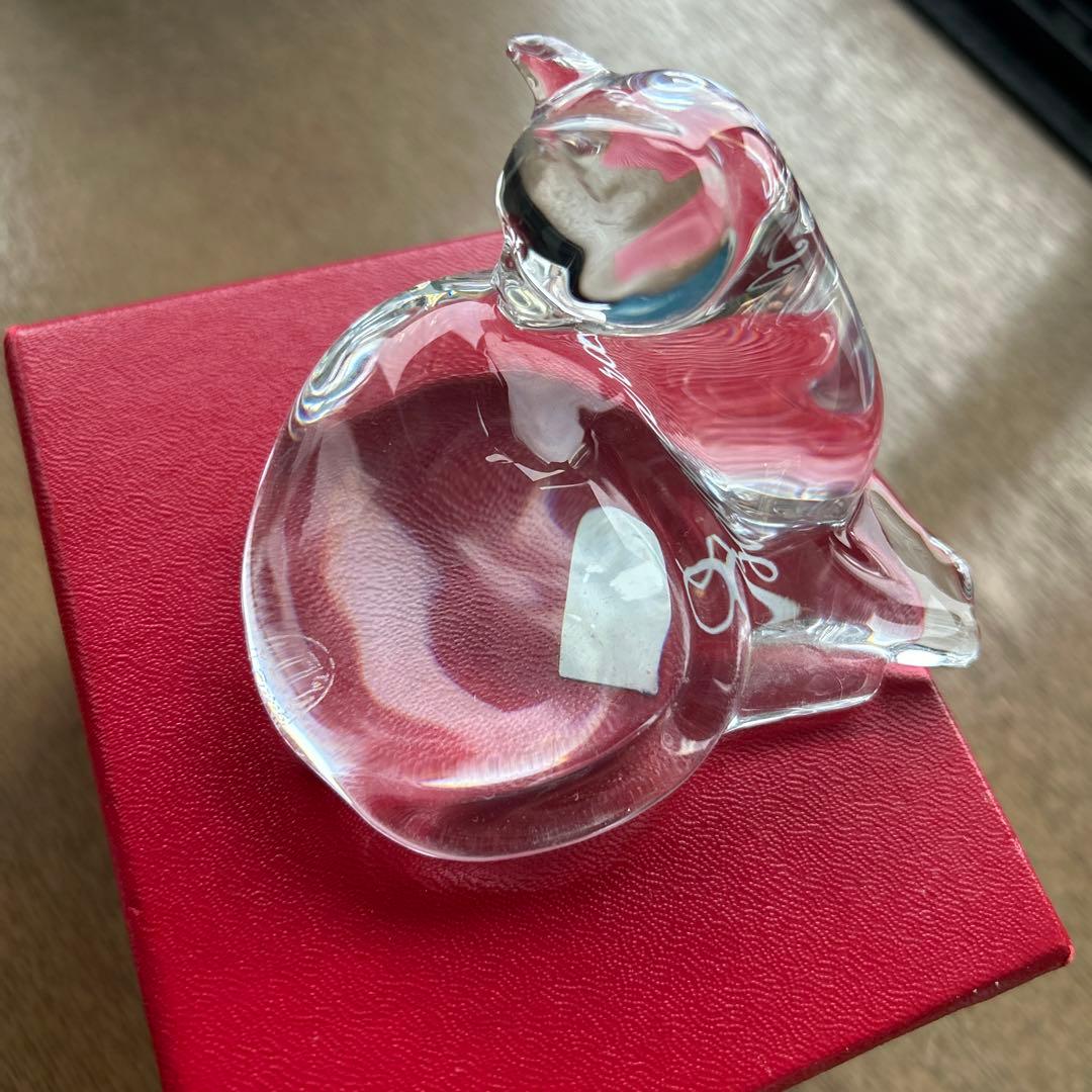 Baccarat バカラ　猫　ねこ　ガラス置物