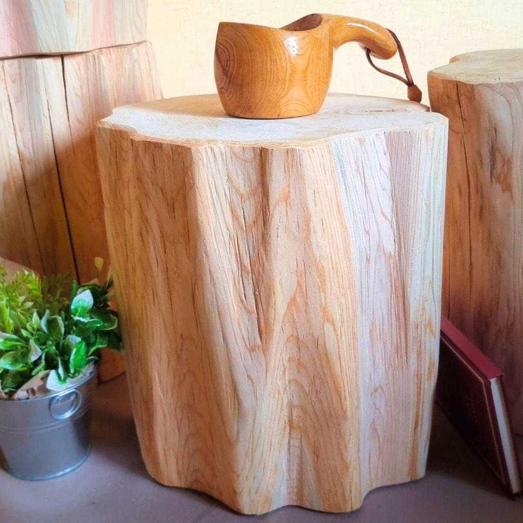 いい香り ナチュラルウッドのフリルテーブル・スツール 無垢無塗装