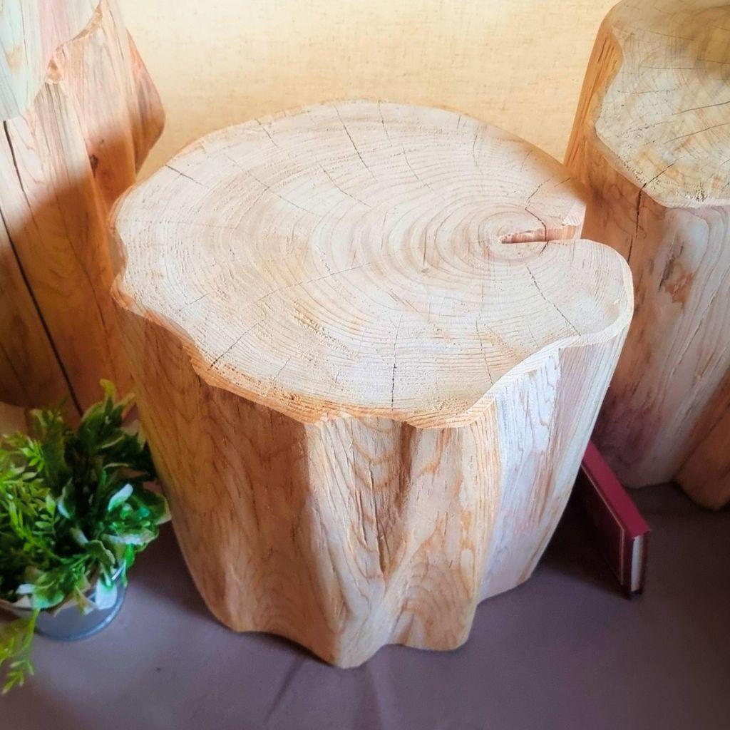 いい香り ナチュラルウッドのフリルテーブル・スツール 無垢無塗装