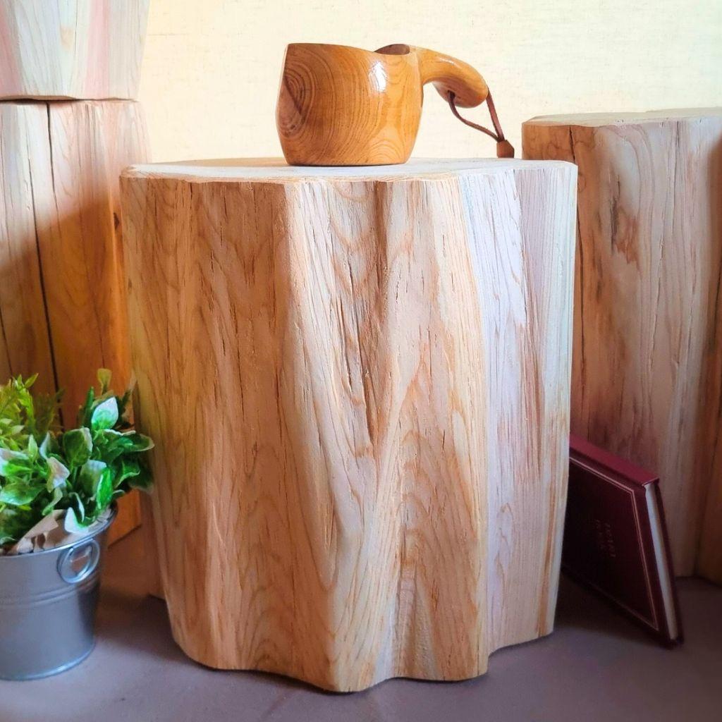 いい香り ナチュラルウッドのフリルテーブル・スツール 無垢無塗装