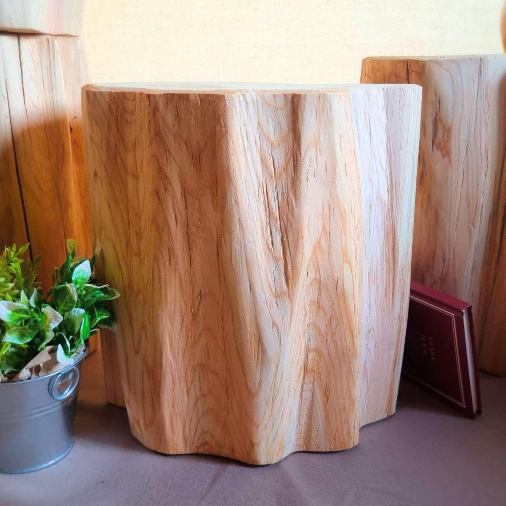 いい香り ナチュラルウッドのフリルテーブル・スツール 無垢無塗装