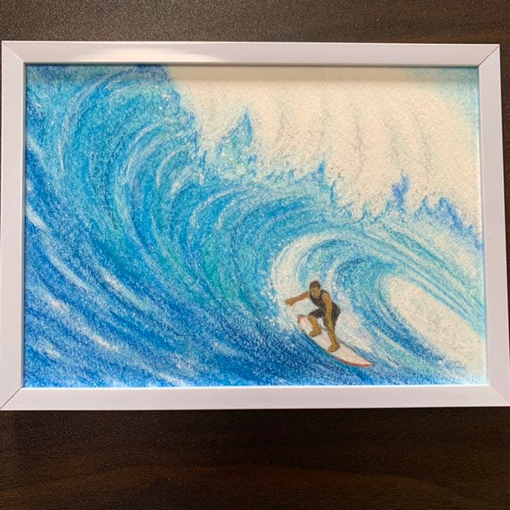 サーフィン(海 波乗り パステル画 色鉛筆画 絵画 アート 原画 ) - メルカリ