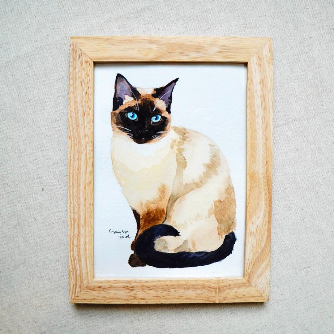 猫の絵175 水彩画 原画 シャム猫 - メルカリ