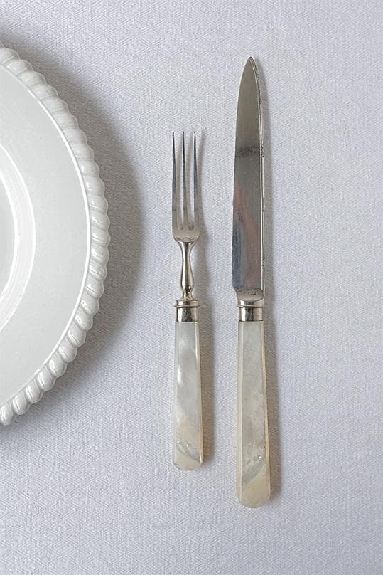 イギリスアンティーク　白蝶貝　マザーオブパール　カトラリー　フォーク＆ナイフ　A