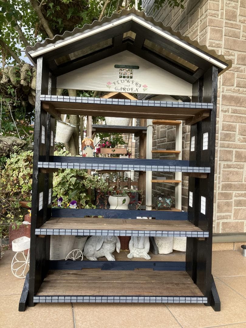 No9 sawa商品　三角屋根の簡単移動棚4段