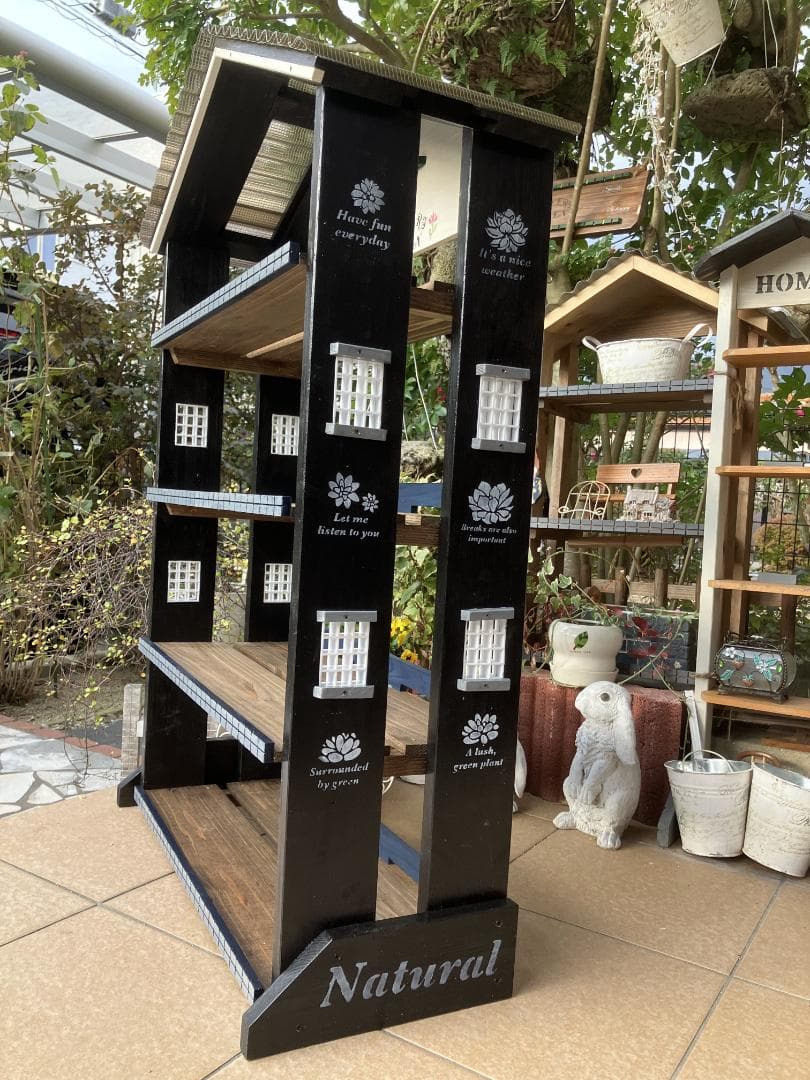 No9 sawa商品　三角屋根の簡単移動棚4段