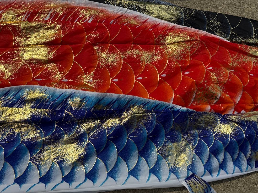 中古 鯉のぼり① 5m 金彩 こいのぼり 3色+吹流し こどもの日 節句