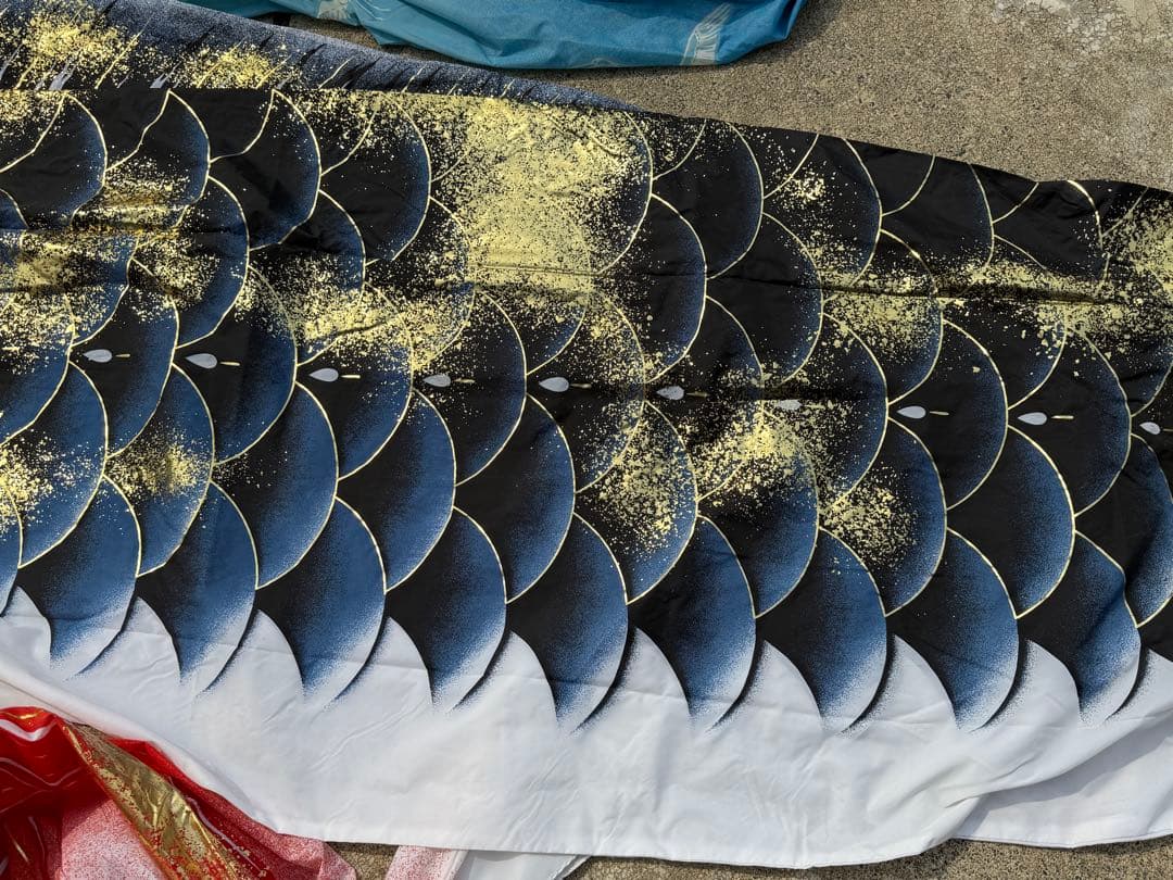 中古 鯉のぼり① 5m 金彩 こいのぼり 3色+吹流し こどもの日 節句