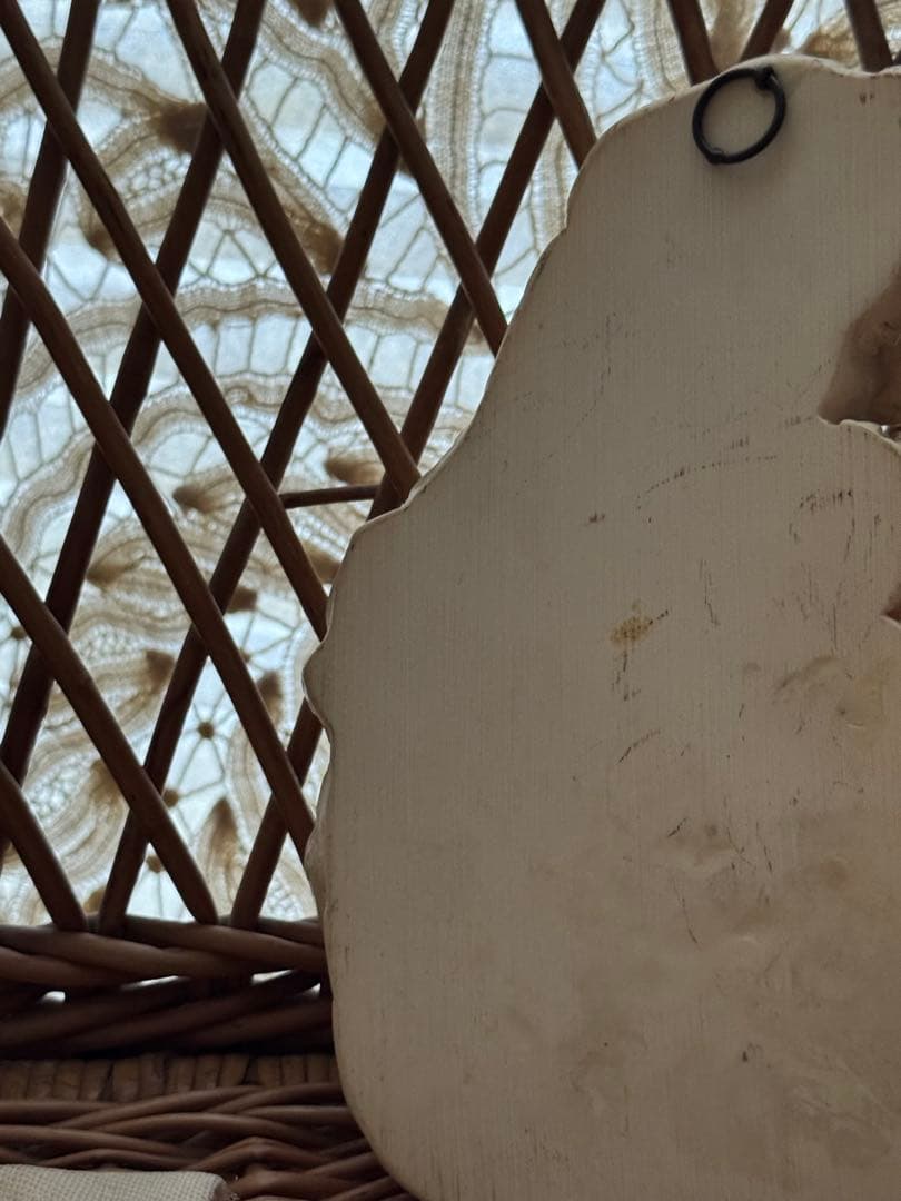 アンティーク 聖母マリアと幼子イエス 彫刻石膏壁掛け