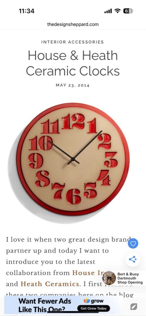 House Heath Clocks 掛時計 赤とグレー