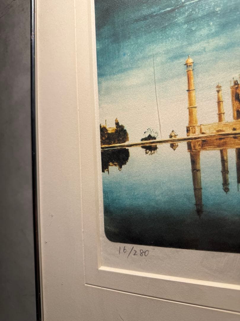 角浩【タージマハルの月】lithograph限定280 エススタンプ