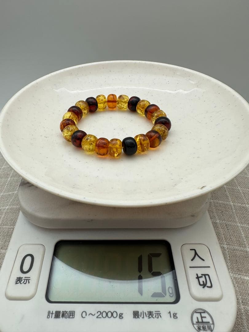 ☆天然☆ バルト海産　天然アンバー 多彩琥珀 ブレスレットフリーサイズ 稀少品