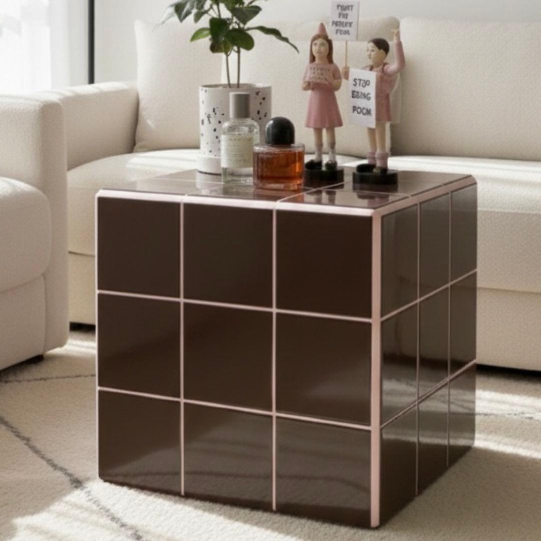 【1点もの‼️】韓国 インテリアタイルスツール テーブル ブラウン 雑貨