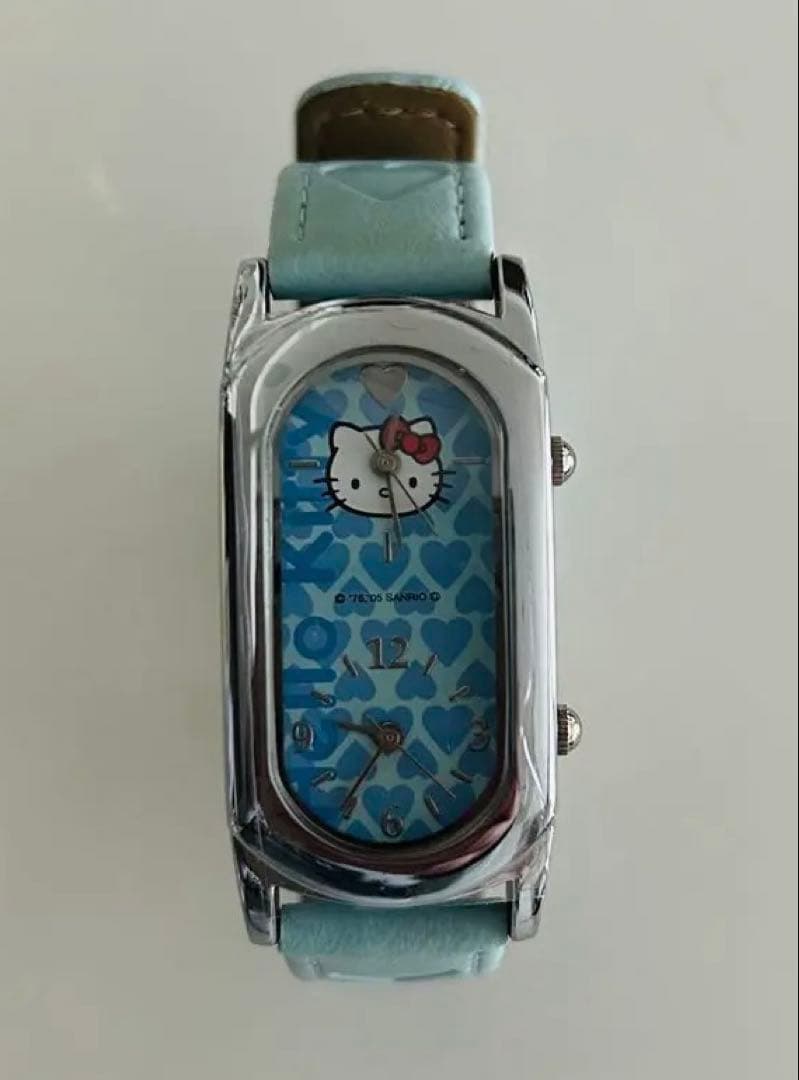 値下げ！ハローキティ ダブルフェイス腕時計 水色 希少 平成レトロ