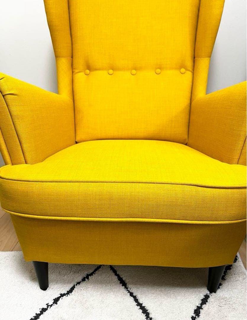 【送料込】IKEAウィングチェア/イエロー/ストランドモン STRANDOMON