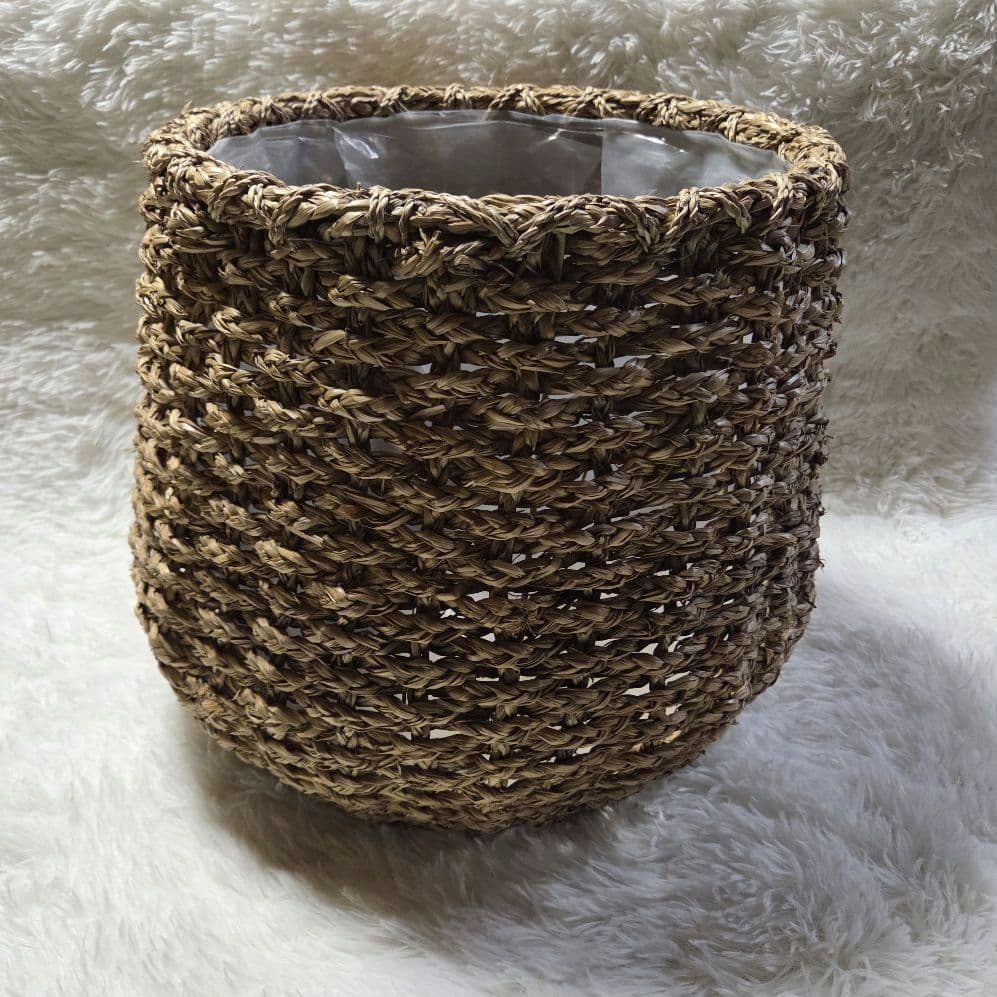 天然素材 円筒形 プランターカバー　特大50×40