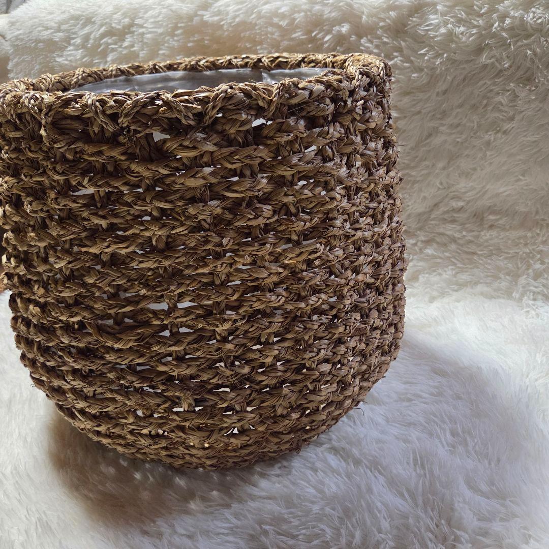 天然素材 円筒形 プランターカバー　特大50×40