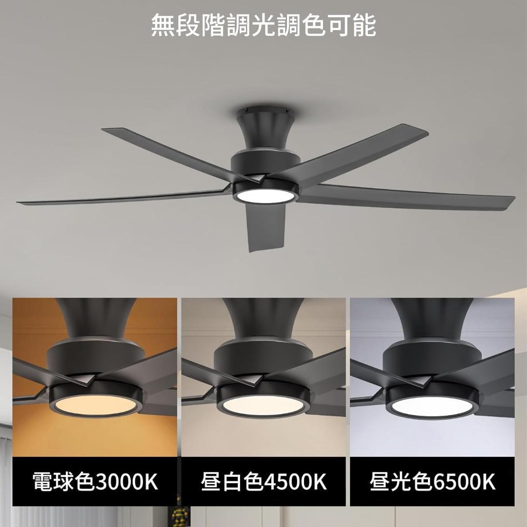 TALOYA シーリングファンライト ブラック 132cm LED DCモーター