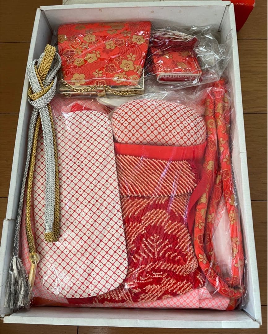 七五三 着物セット オレンジ 赤　7歳