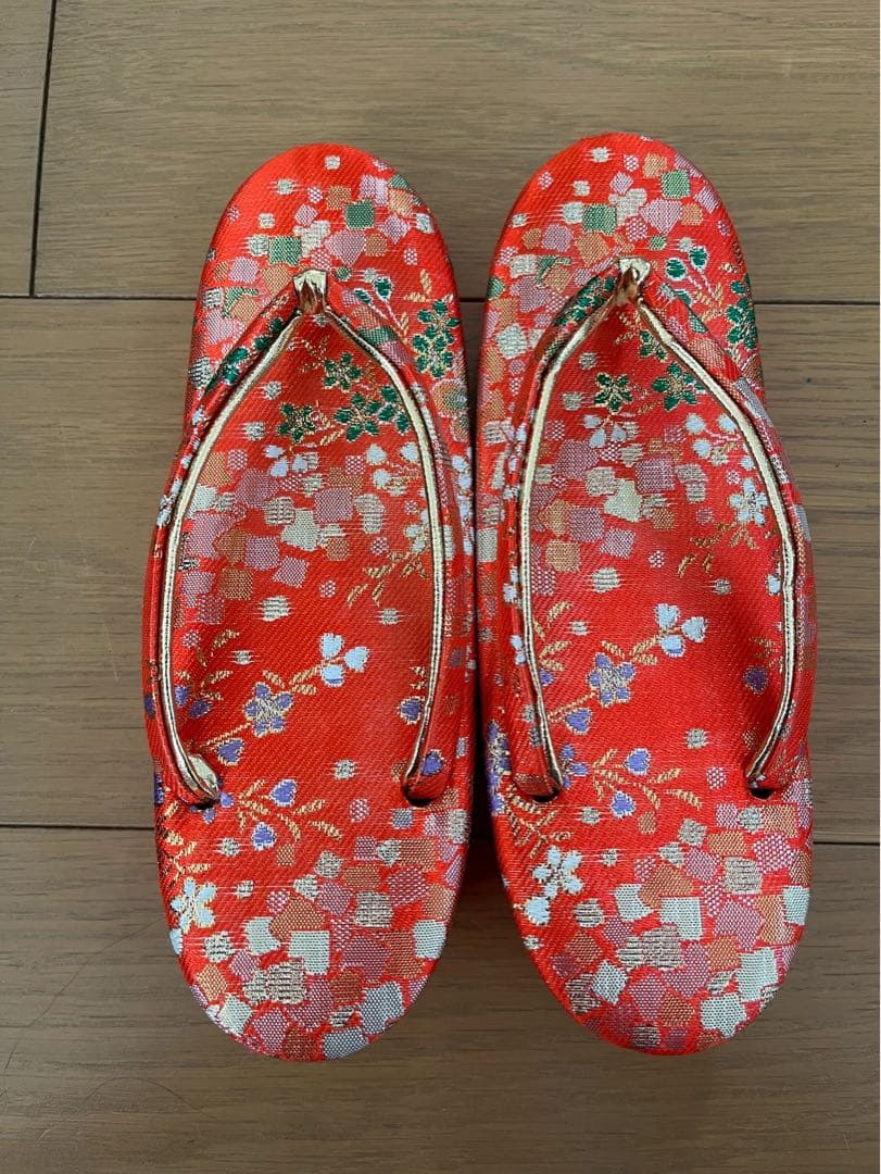 七五三 着物セット オレンジ 赤　7歳