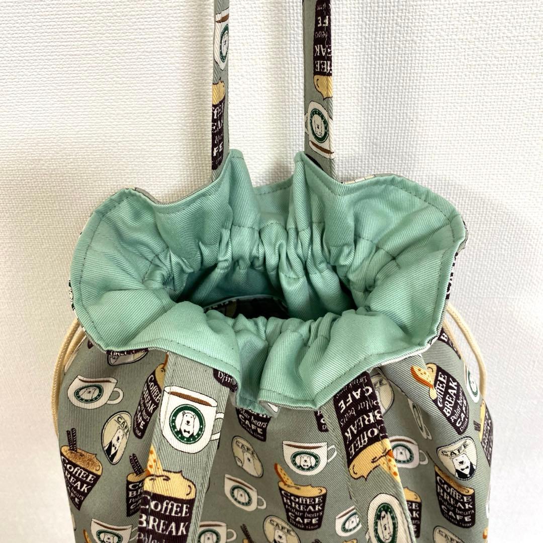 miruku様専用 巾着トートバッグ 白クマカフェ ハンドメイド - メルカリ