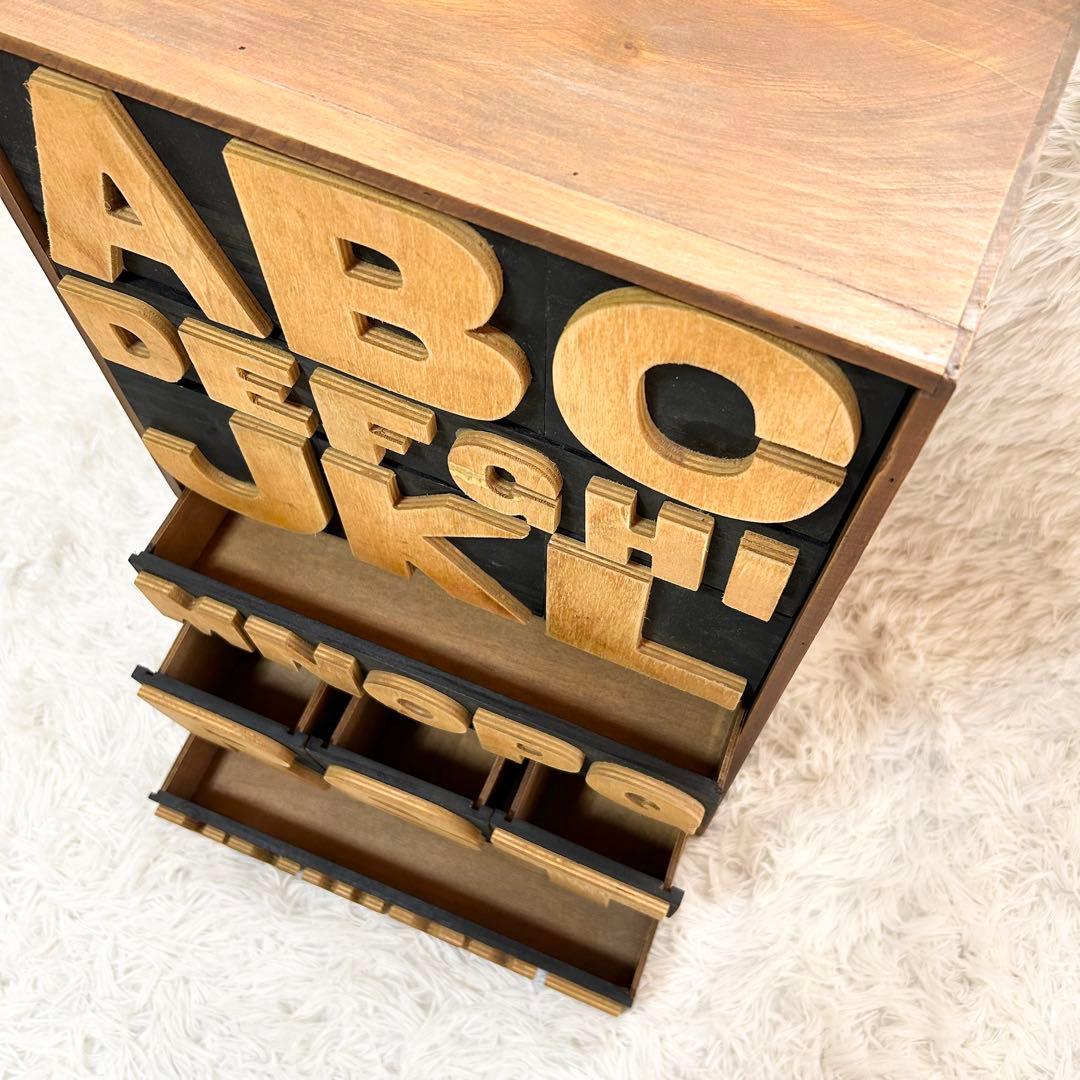 【美品】アルファベット チェスト キャビネット カントリー 収納 木製 ネイビー