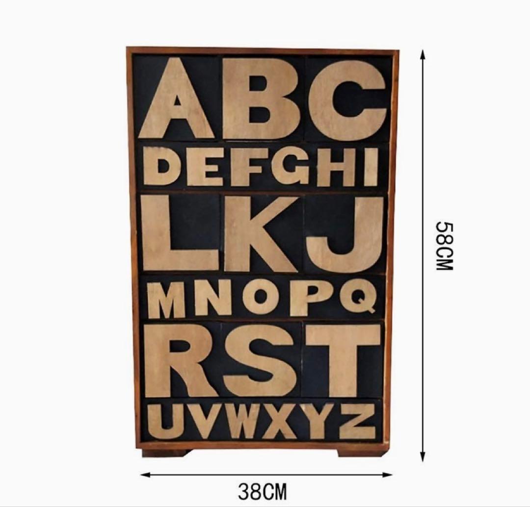 【美品】アルファベット チェスト キャビネット カントリー 収納 木製 ネイビー