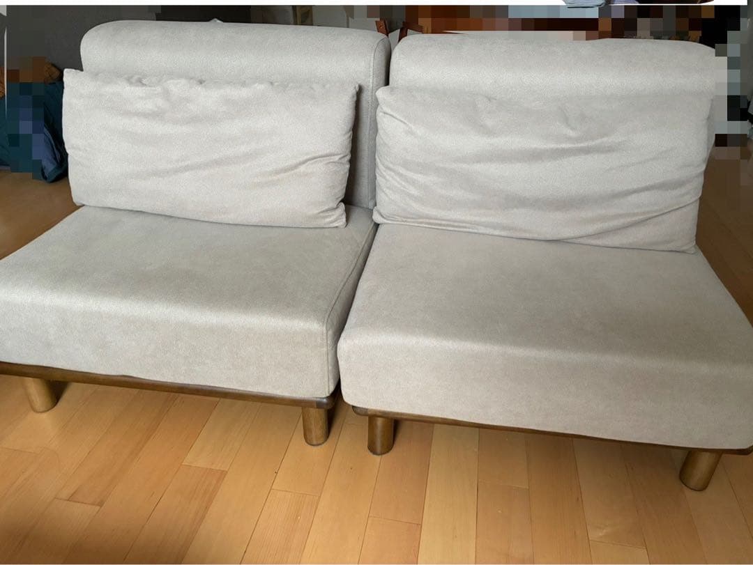 1人掛け ローソファ 2P ベージュファブリックモダンソファ Ivy アイヴィー