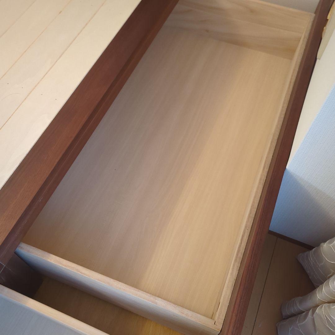 無印良品　収納ベッド(シングル)ウォールナット材、ヘッドボード付