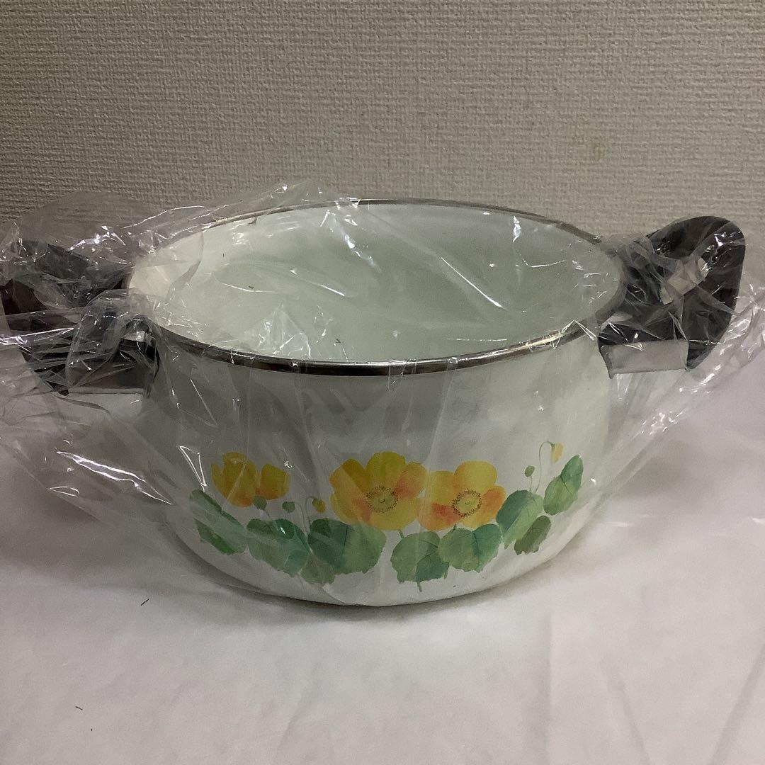 6136⑩象印　ホーロー片手鍋　両手鍋セット　昭和レトロ