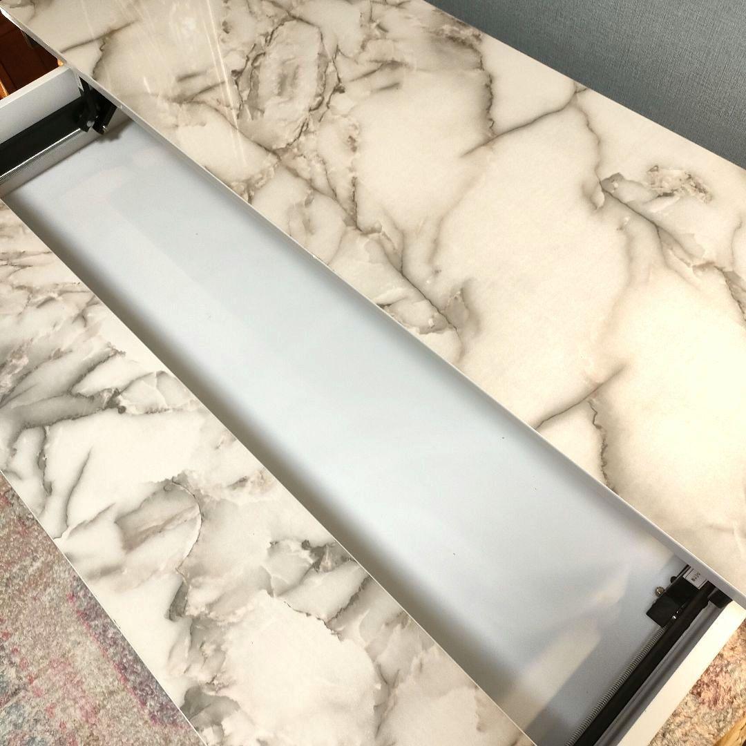 dinos ディノス 大理石調 昇降式 リビングテーブル 収納付き