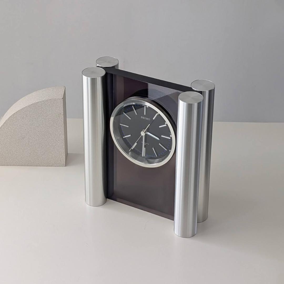 SEIKO 70s ビンテージ ステンレス柱脚 置時計 ミッドセンチュリー 美品