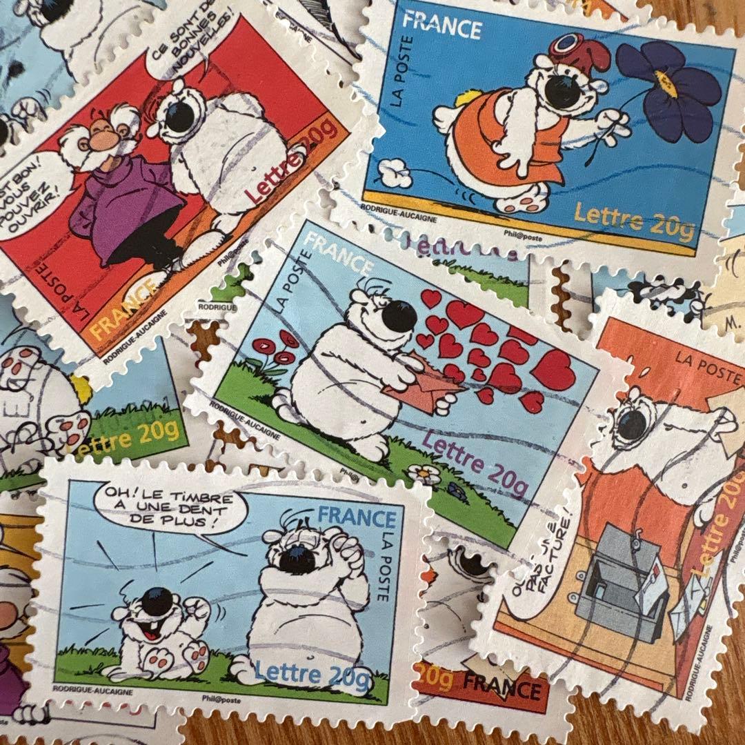おしゃれな外国切手 フランス イラスト キャラクター 10種 17枚 海外