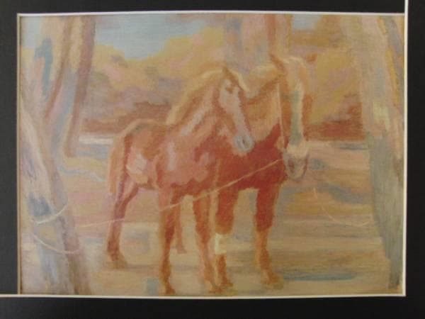 坂本 繁二郎、松間馬、希少画集画、新品額装付