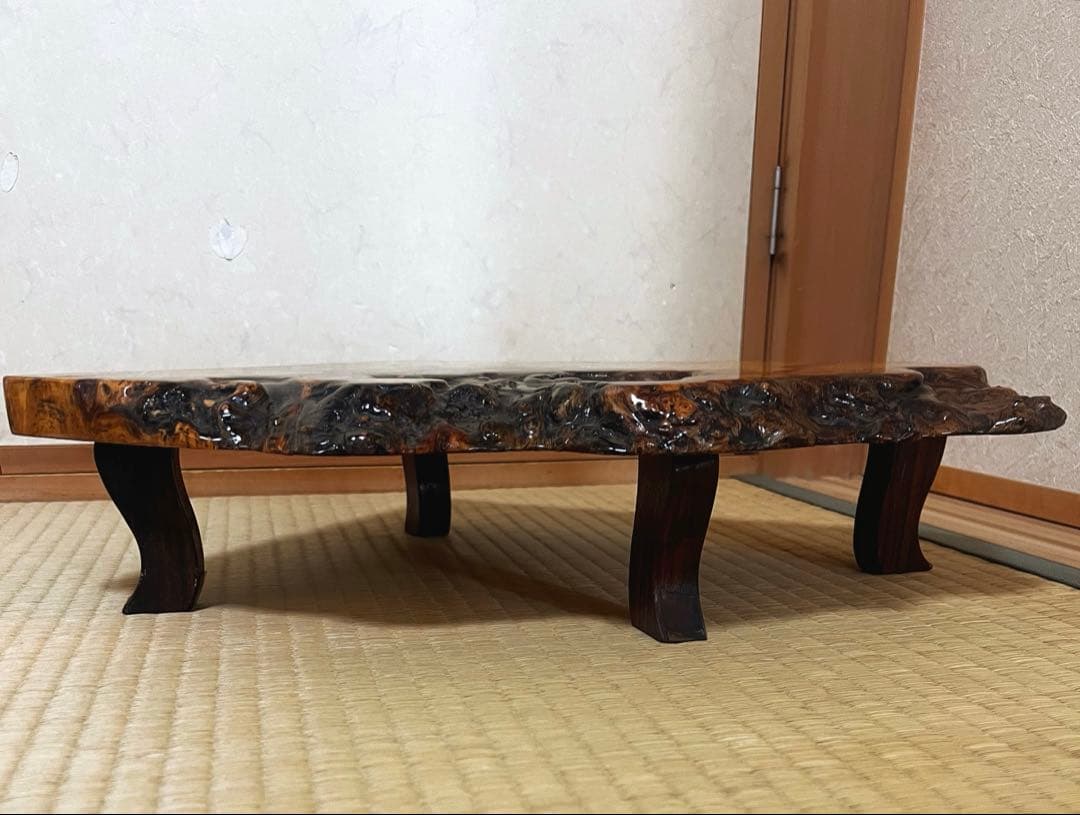 古木 四足 花梨 瘤 玉杢 花台 香台 盆栽台