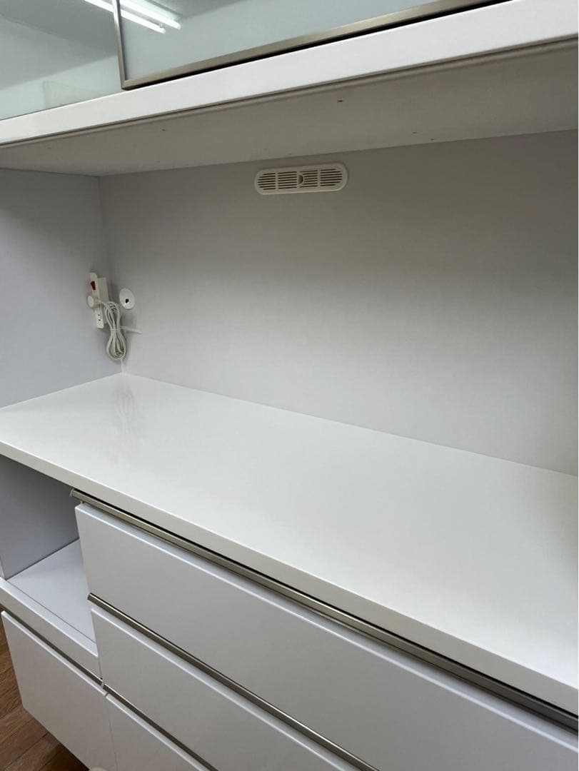 大型家具 三幸 キッチンボード 食器棚 レンジボード 白家具