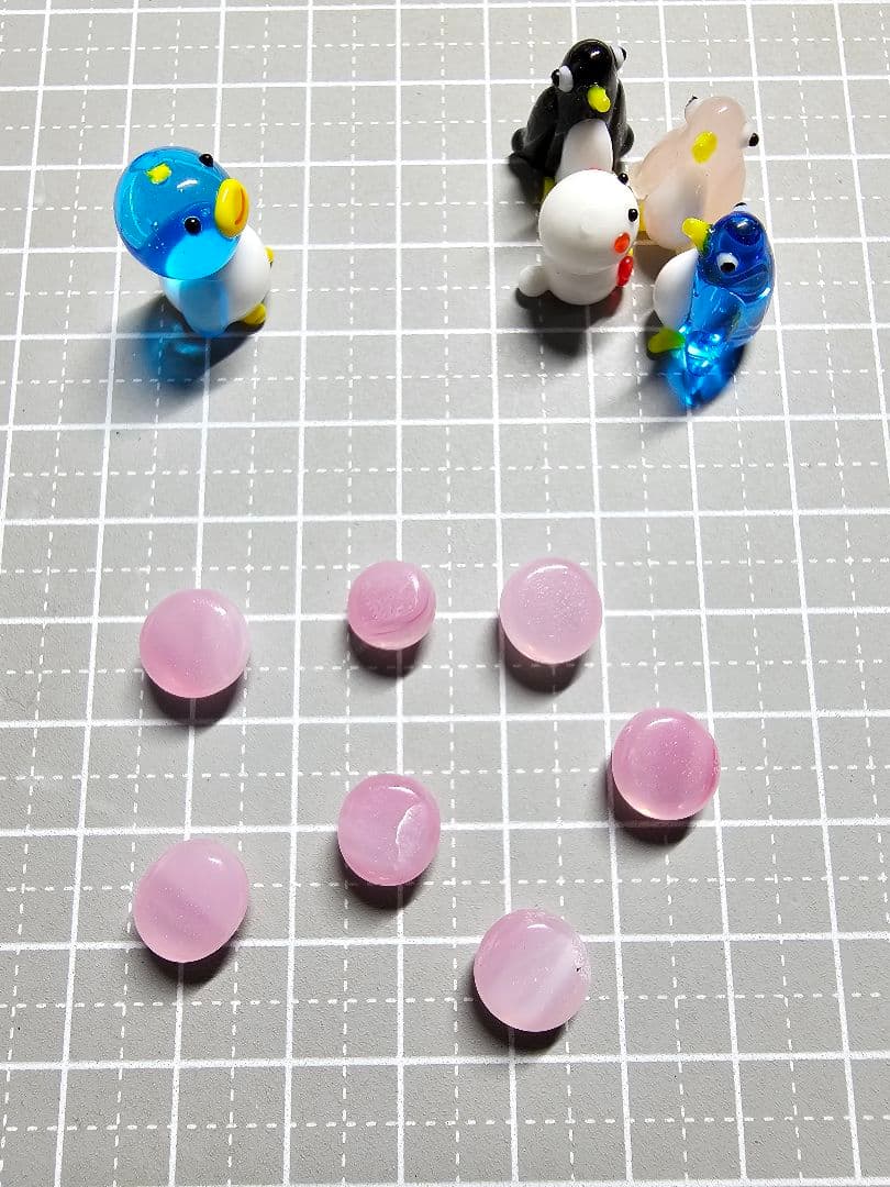 ⑧❣️蘭❣️★Ｎｏ1264 ガラスナギット★丸くないダイクロピンク★7個❸