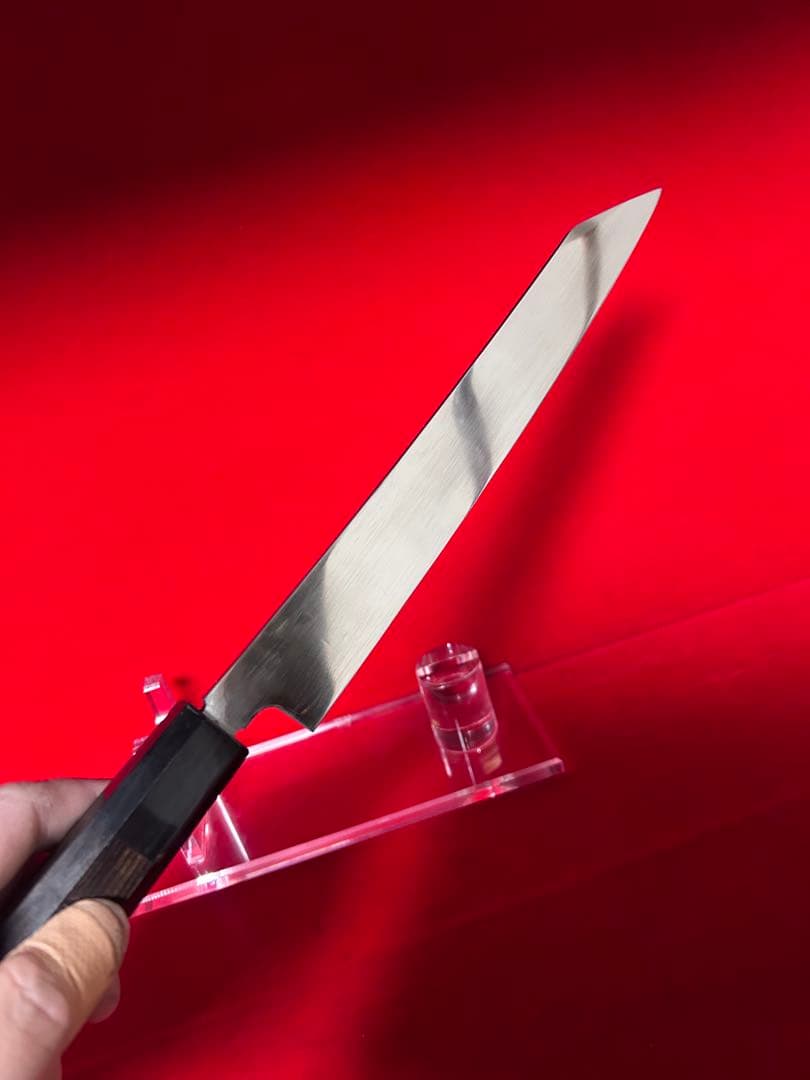 01560 包丁　筋引き　両刃　本焼　スウェーデン鋼　箱付　未使用品