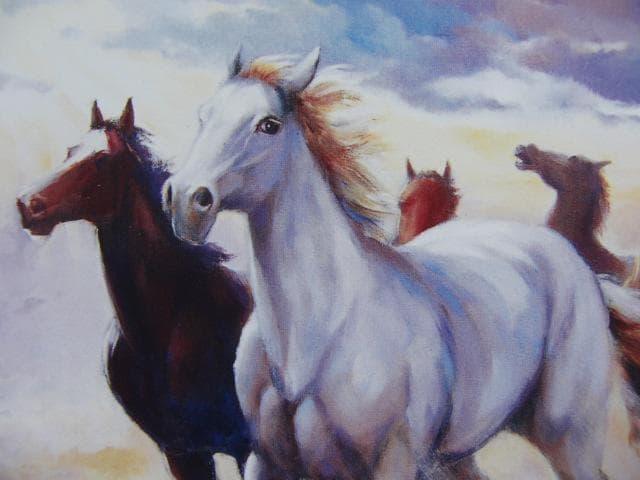 田嶌郁於、【朝霧に驀進】、希少な画集画、新品高級額 額装付、状態良好