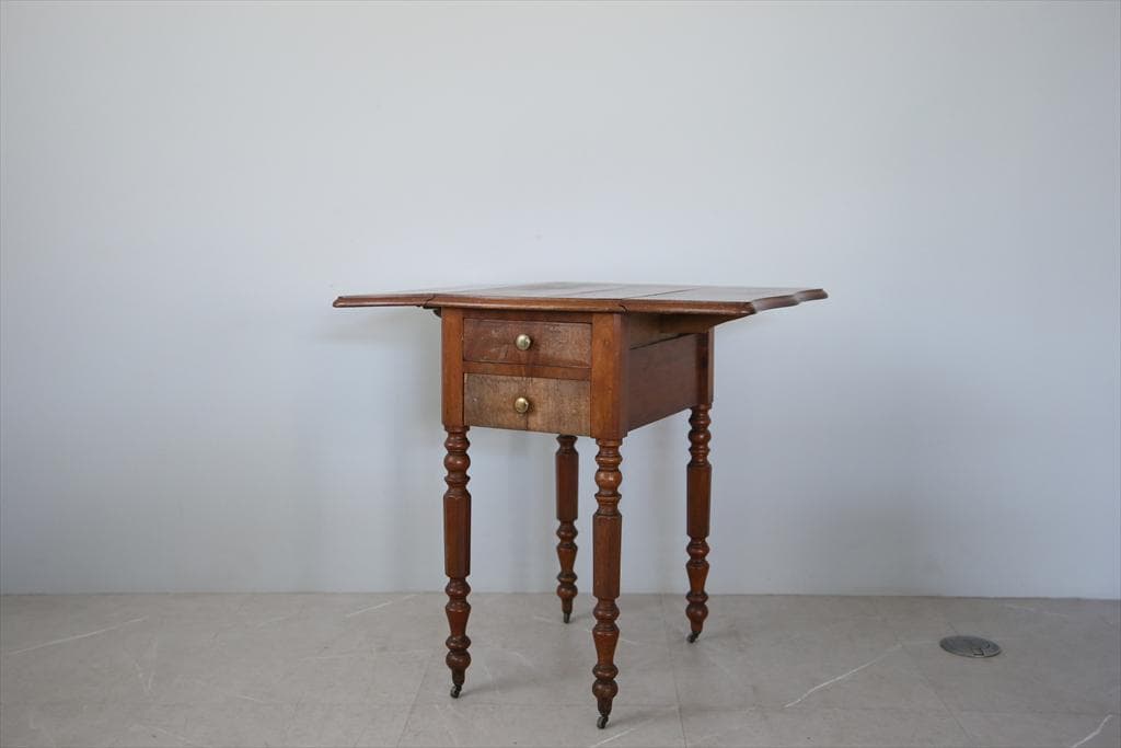 フランスアンティーク木製サイドキャビネット/ナイトテーブル机/飾り棚(90-34